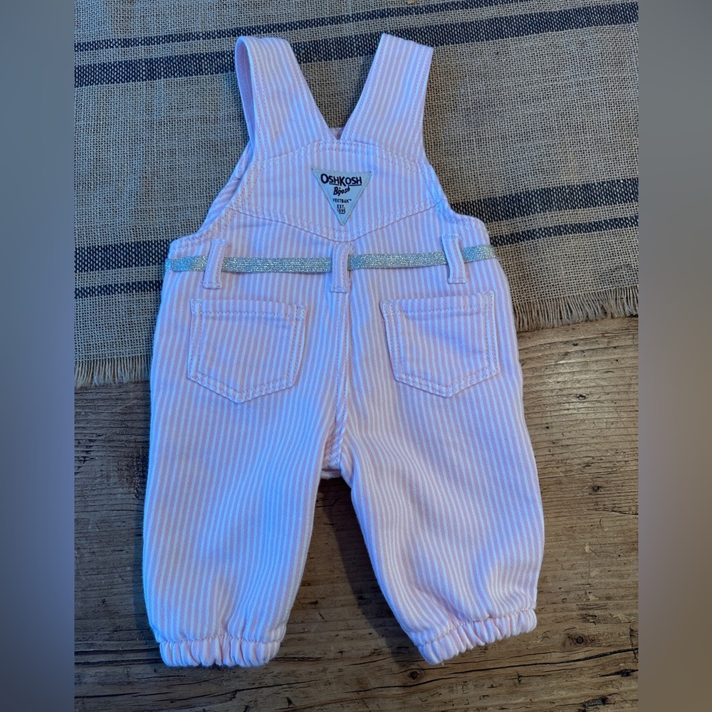 OshKosh B’Gosh Toddler Girls Hickory Stripe Overalls Size 3mo - Picture 3 of 5